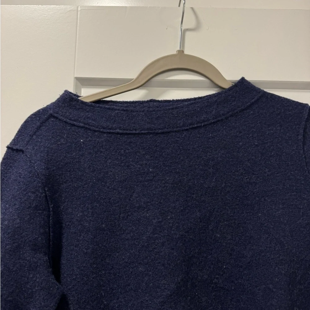 Eileen Fisher Navy merino wool asymmetrical sweater PP/PTP